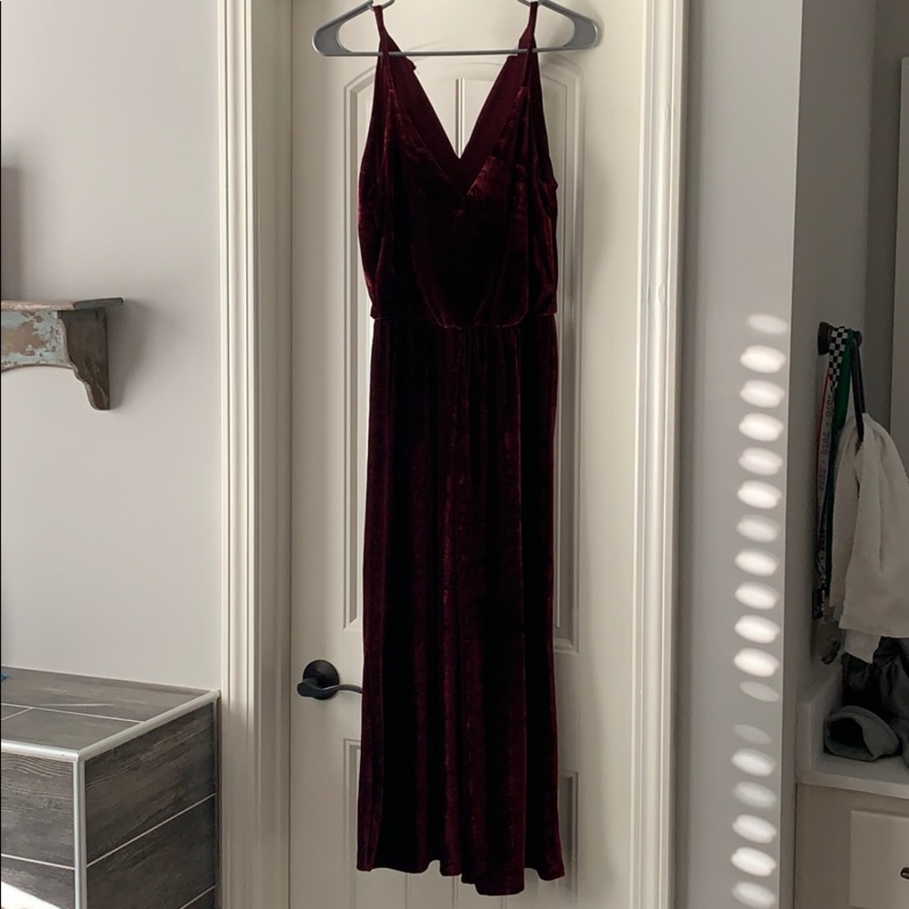 Red suede jumpsuit